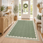 GarveeHome Scalloped 3x5 Rug Washable Non-Slip Low-Pile Indoor Rugs by GarveeHome