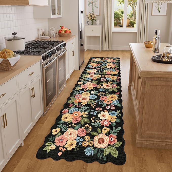 DUKINO Washable Runner Rug, 2x7 Lightweight Soft Floral Hallway Rug Runner - Image 3