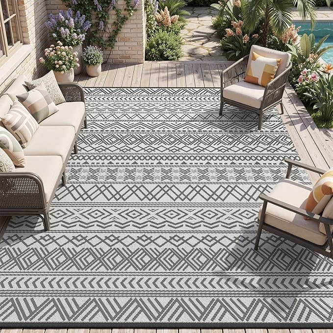 MontVoo Outdoor Rug 8x10 Waterproof Outdoor Patio Rug Mat Reverisble Plastic - Image 7