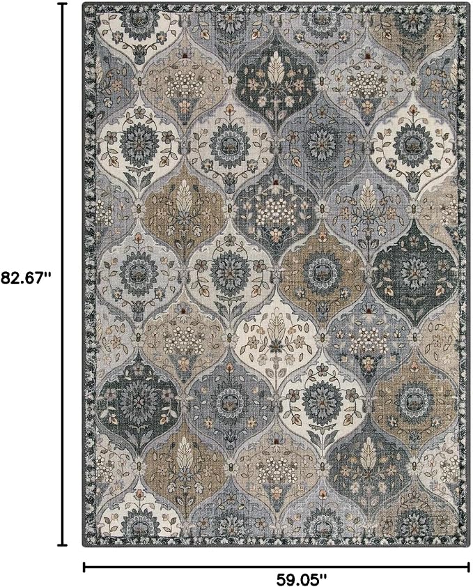 Lahome Moroccan Trellis Washable Area Rug, 5x7 Rugs - Image 2