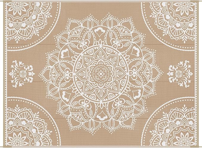 Pauwer Waterproof Outdoor Rug 9x12, Reversible Plastic Straw Patio Camping Rug - Image 9