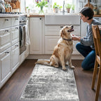 Abstract 2x4 Entryway Area Rugs: Washable Water Resistant Kitchen Rug Non-Slip - Image 2