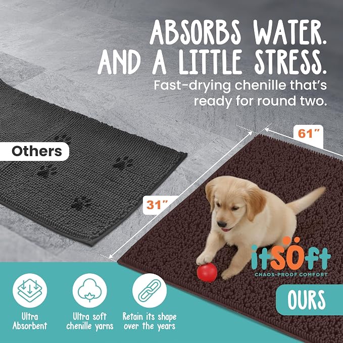 Dog Rugs for Muddy Paws 61x31 | Cleaner Mud Free Floors | Muddy Dogs Mats for - Image 3