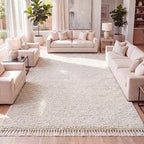 JONATHAN Y Mercer Shag Plush Tassel Cream Indoor Area Rug, Contemporary by JONATHANY