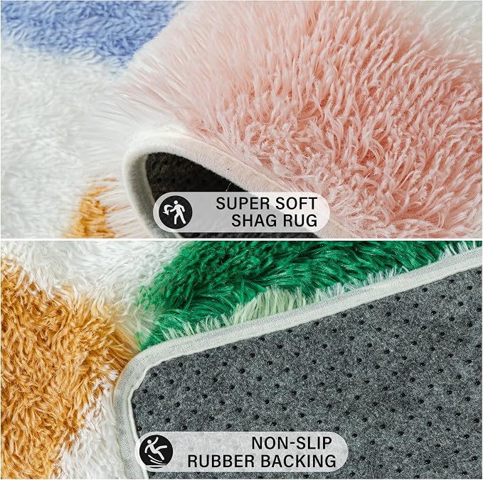 PureCozy 8'x10'+2'x6 Colorful Shag Rug Set of 2 - Image 6
