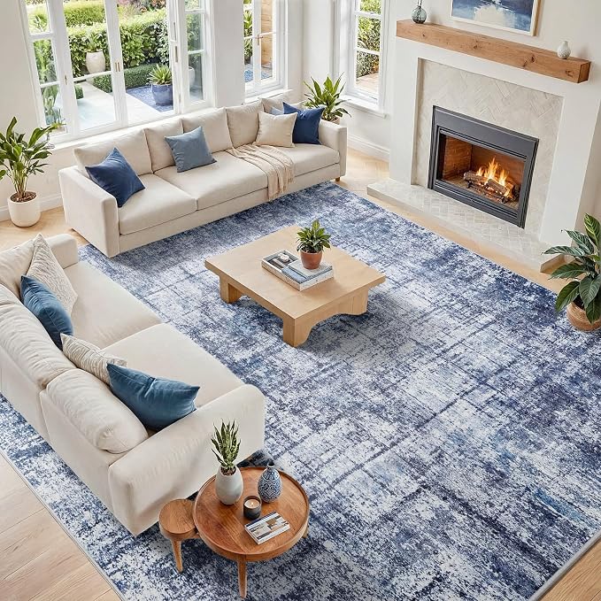 10x14 Area Rugs for Living Room Washable Rug: Anti-Skid Abstract Modern Living by Crority