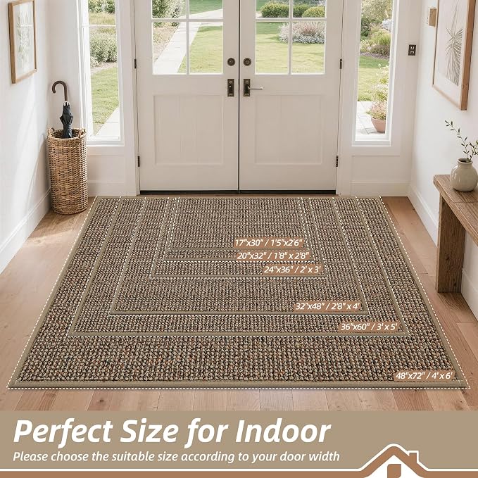 BEQHAUSE Dirt Trapper Door Mat 24" x 36", Non-Slip Washable Doormats Entrance - Image 2