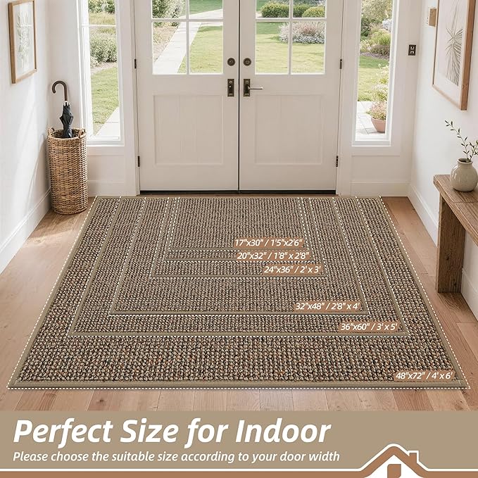 BEQHAUSE Dirt Trapper Door Mat 17" x 30", Non-Slip Doormats Washable Entryway - Image 2