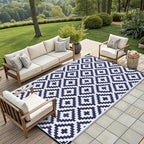 Smiry Waterproof Outdoor Rug 9x12 ft, Reversible Plastic Straw Patio Camping - Image 7
