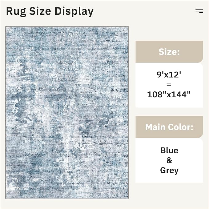 Soalmost 9x12 Area Rugs for Living Room, Abstract Non Slip Machine Washable - Image 5