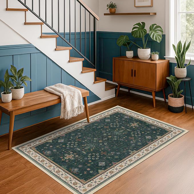 Hazo Haus Dark Green 4x6 Living Room Rug - Image 4