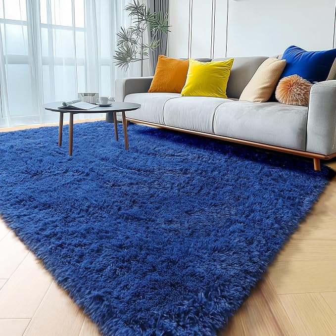ONASAR Navy Area Rugs for Bedroom Living Room, 4x6 Blue Fluffy Indoor Bedside - Image 8