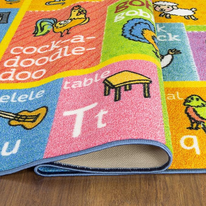 KC Cubs 8x10 ABC Alphabet Animal Sounds Rug – Educational Non-Slip Carpet Play - Image 7