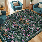 Area Rug Living Room Rugs: Floral 5x7 Washable Rug Vintage Soft Boho Non-Slip - Image 2