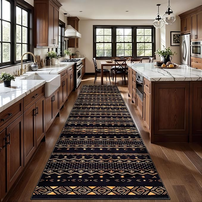 SERISSA Hallway Runner Rug, Soft Low-Pile Geometric Indoor Long Carpet - Image 2