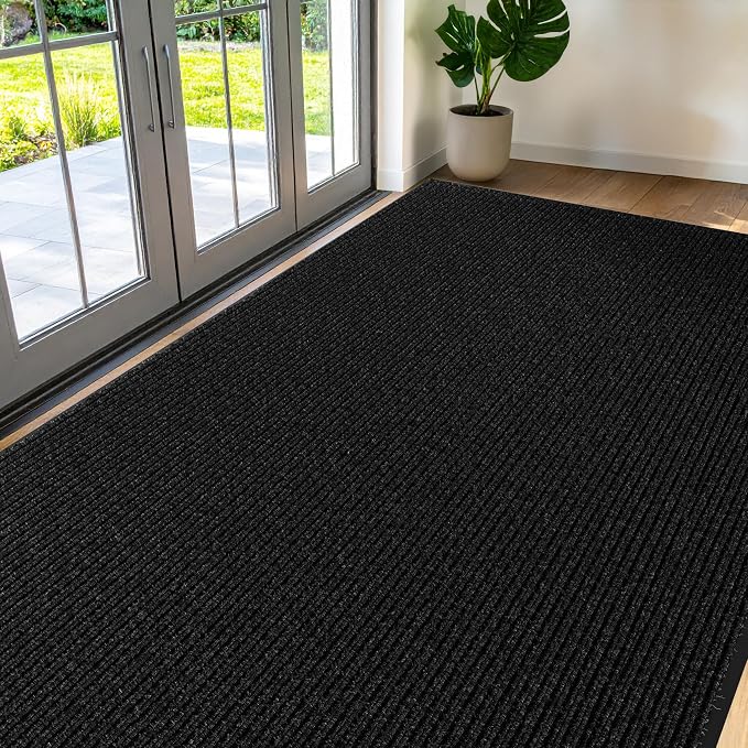 Commercial Door Mat 4'x8' Black, Heavy Duty Industrial Floor Mat by Unknown