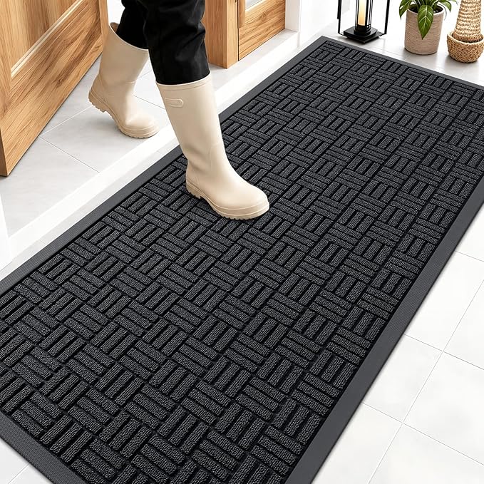 OLANLY Front Door Mat Outside Entrance 59x23, Heavy Duty Sturdy Natural Rubber by OLANLY