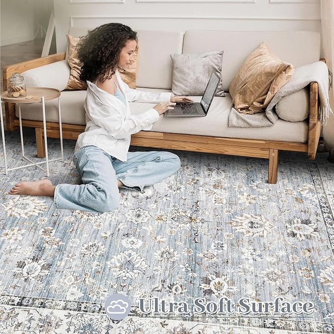 XLUEZ Area Rug 10x14 Living Room Rugs, Machine Washable Vintage Distressed Boho - Image 4