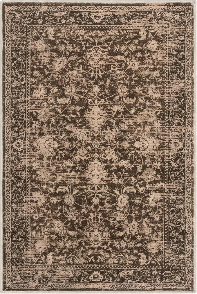 KILOCOCO Area Rug 5x7 Living Room Rug Washable Printed Vintage Floral Non Slip - Image 9