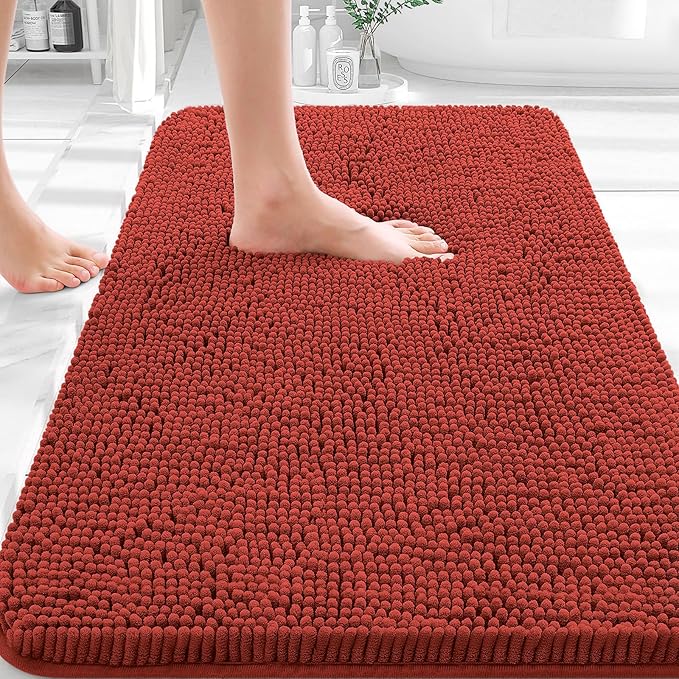 OLANLY Bathroom Rugs 35x24, Extra Soft Absorbent Chenille Bath Rugs, Rubber by OLANLY