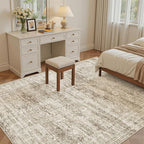 Soalmost 5x7 Area Rugs Brown Low Pile Indoor Washable Trendy Faded Style Rugs - Image 4