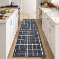 Modern Kitchen Runner Rug Non Slip 2.6x8, Washable Distressed Stripe, Hallway by TTelephant