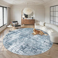 Soalmost 9x9 Blue/Grey Round Rug 9ft Living Room Circle Rug Vintage Round Area by Soalmost