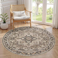 5ft Round Vintage Living Room Area Rug by COTILED
