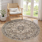 5ft Round Vintage Living Room Area Rug by COTILED