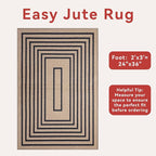 Tangsoo Geometric Easy Jute Rug 2x3 Washable Rug, Small Area Rug - Image 3