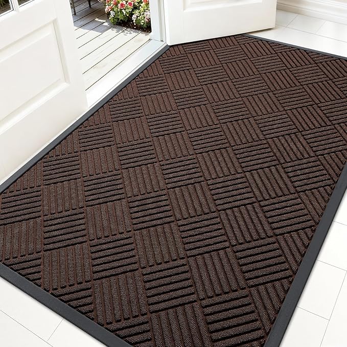OLANLY Front Door Mat Outside Entrance 59x34, Heavy Duty Sturdy Natural Rubber by OLANLY