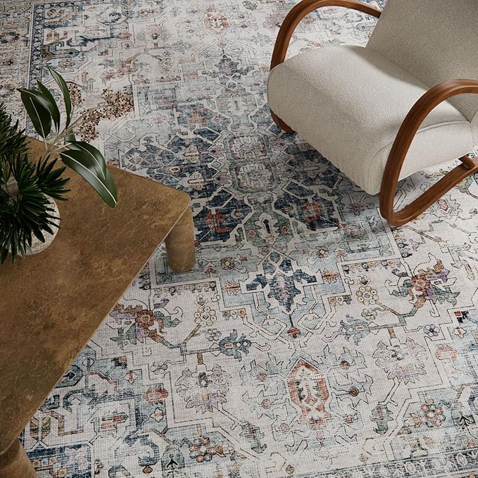 5x7 Area Rugs for Living Room: Washable Bedroom Rug Boho Vintage Rugs Stain - Image 4