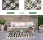 GENIMO Outdoor Rug 3'x5' Waterproof, Reversible Camping Mat, Plastic Straw Rugs - Image 2