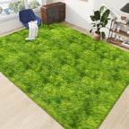 Soft Fluffy Grass Green Area Rug 8x10 - Image 2