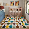 PureCozy Checkered Rug 4x6 Fluffy Shag Living Room Rainbow Area Rug Modern by PureCozy