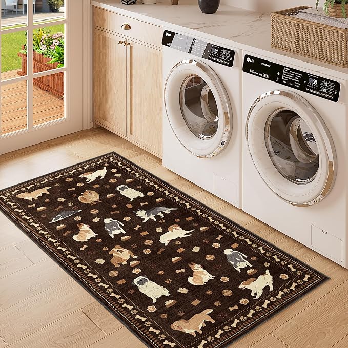 DUKINO 2x4 Runner Rug for Entryway, Animal Dog Print Washable Kitchen Rug - Image 2