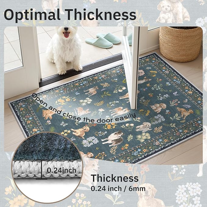 Soalmost Dog 9x12 Area Rugs for Living Room, Machine Washable Animal Floral - Image 9