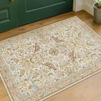 Beige Boho Bathroom Rugs 2x3 Washable Non Slip by HazoHaus