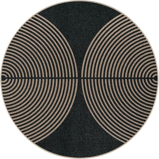 Lahome Enfys Modern Rainbow Round Rug, 6ft Easy Jute Circle Patio Rug Washable - Image 8