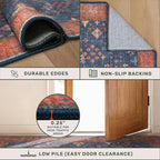 Navy Blue Large Area Rugs 8x12 Living Room, Geometric Floral Rugs - Image 5