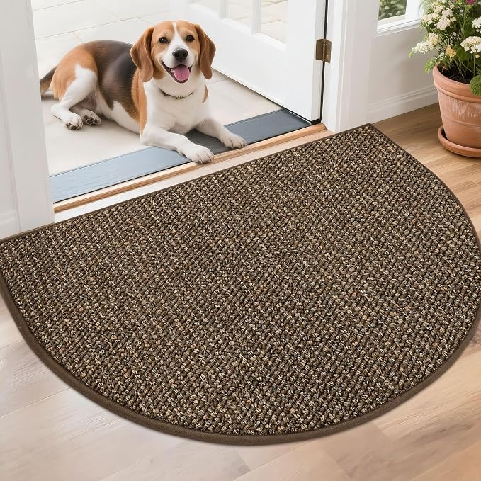 BEQHAUSE Dirt Trapper Door Mat 26" x 40" Half Circle Non-Slip Washable Doormats by BEQHAUSE