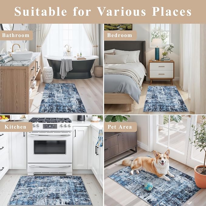2x5 Washable Kitchen Runner Rug – Non-Slip Rubber Backing Low-Pile Soft Small - Image 4
