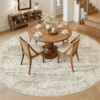 Soalmost 9x9 Brown Round Rug 9ft Living Room Circle Rug Vintage Round Area Rug - Image 2