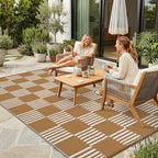 Garvee Waterproof Outdoor Rug 6x9, Checkered Foldable Plastic Straw Patio by Garvee