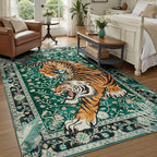 DCX Washable 9x12 Tiger Area Rug, Soft Low Pile Carpet, Kid & Pet Friendly - Image 2