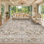 Large Washable Floral 10x14 Area Rug by HazoHaus