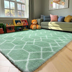 ONASAR Area Rugs for Bedroom Living Room, 4x6 Fluffy Sage Green and White Throw - Image 9