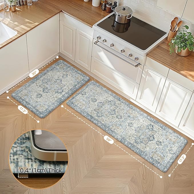 GENIMO Kitchen Mats for Floor 2PCs, Washable Anti Fatigue Mat for Cushioned - Image 2