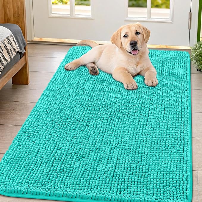 Smiry Dog Door Mat for Muddy Paws 54x32, Absorbent Dirt Trapper, Non-Slip by Smiry