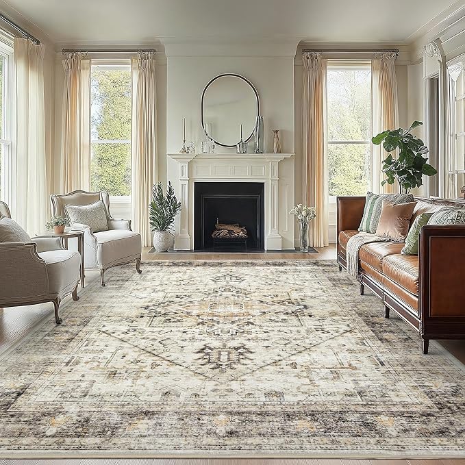 AMADA HOMEFURNISHING Washable Area Rug, Low-Profile Large Area Rug by AMADAHOMEFURNISHING